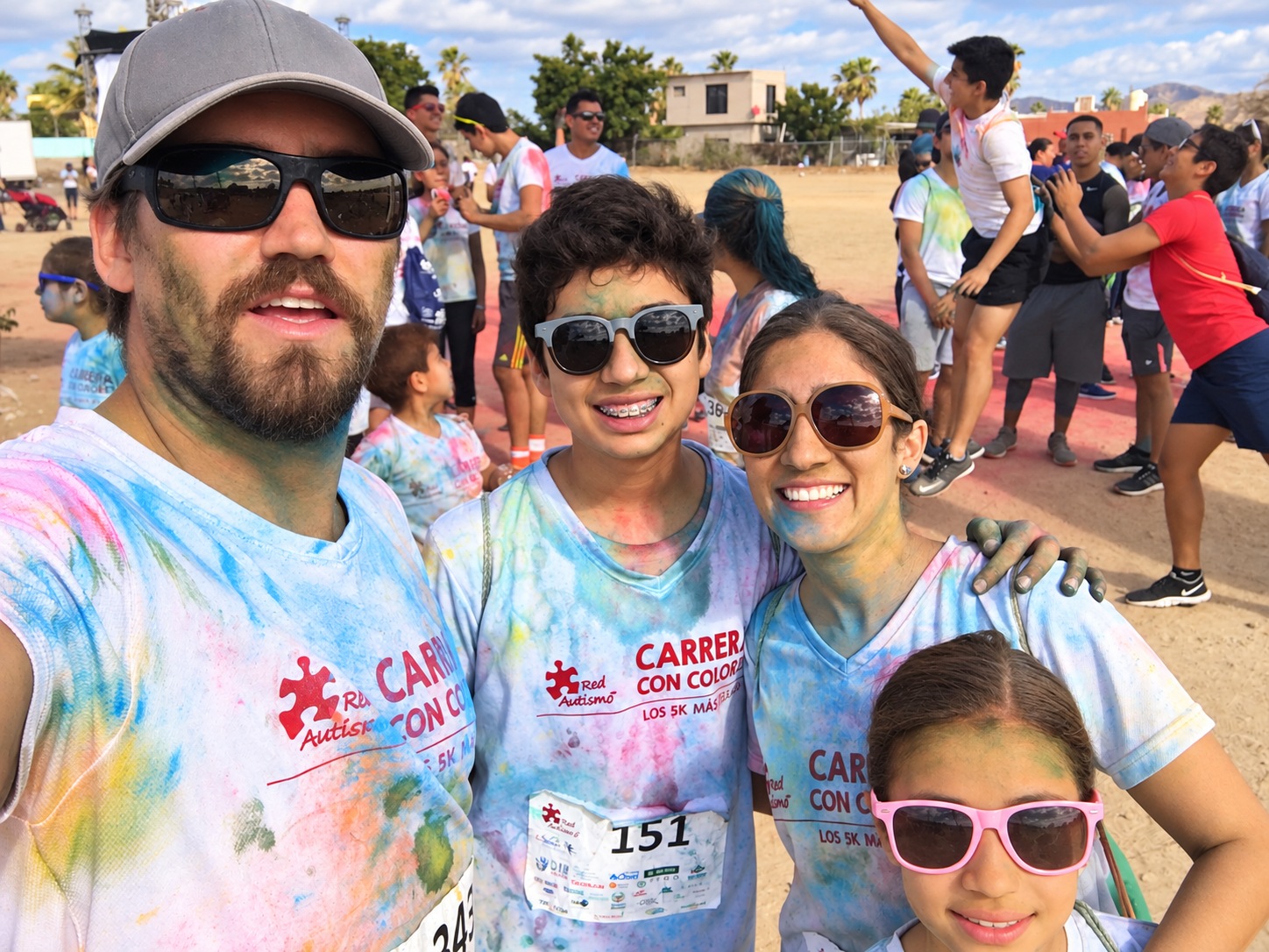 The four of us at a colorful run