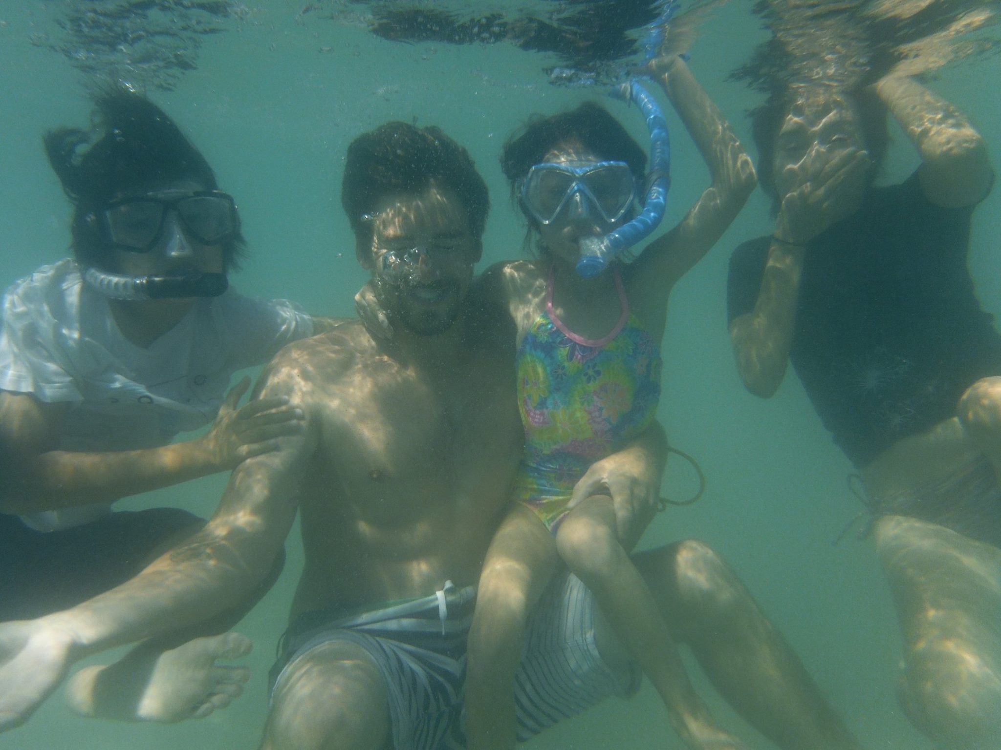 The four of us together underwater