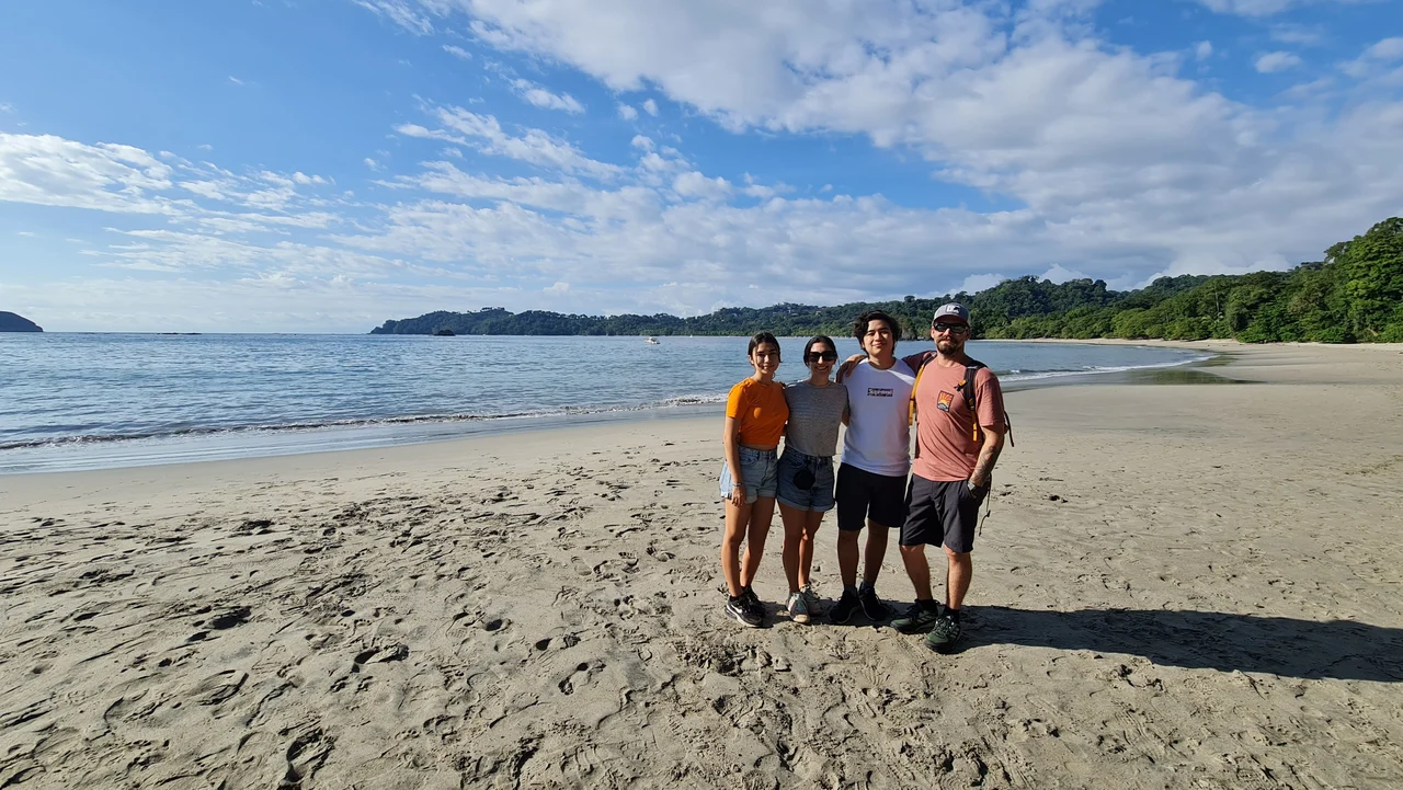 The family together on a beach in Costa Rica