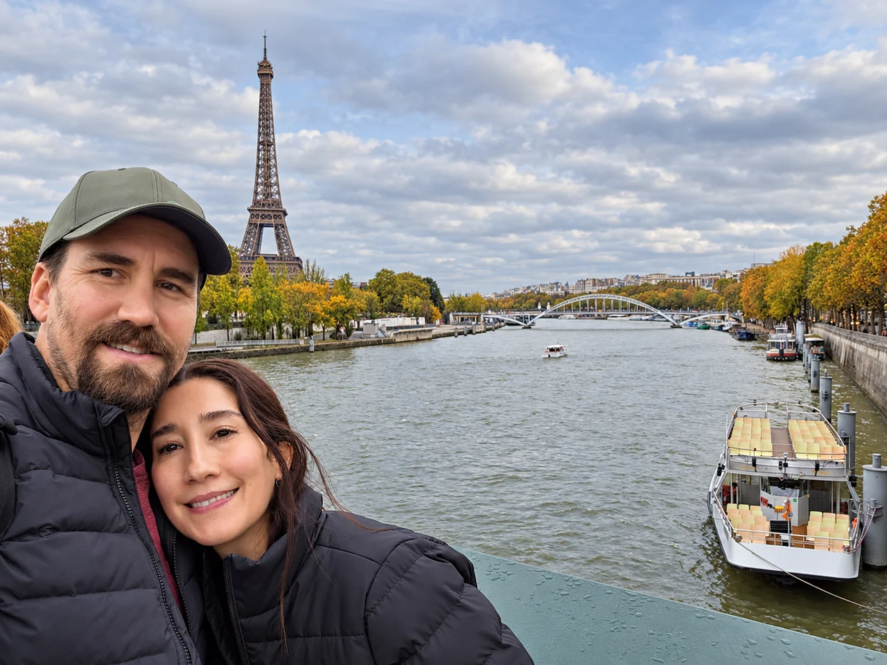 Family in Paris with the Eiffel Tower