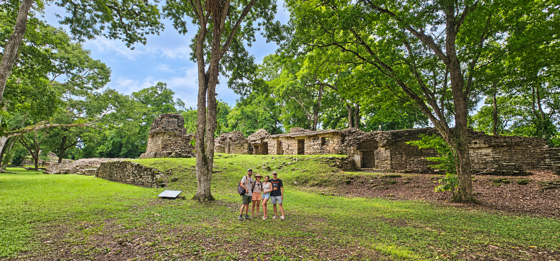 The family at ruins in Mexico