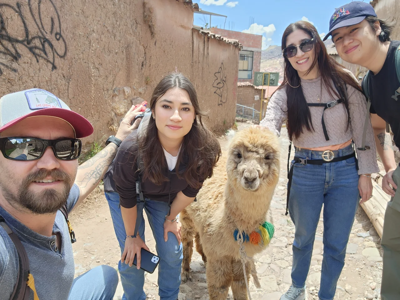 The family with an alpaca in Peru